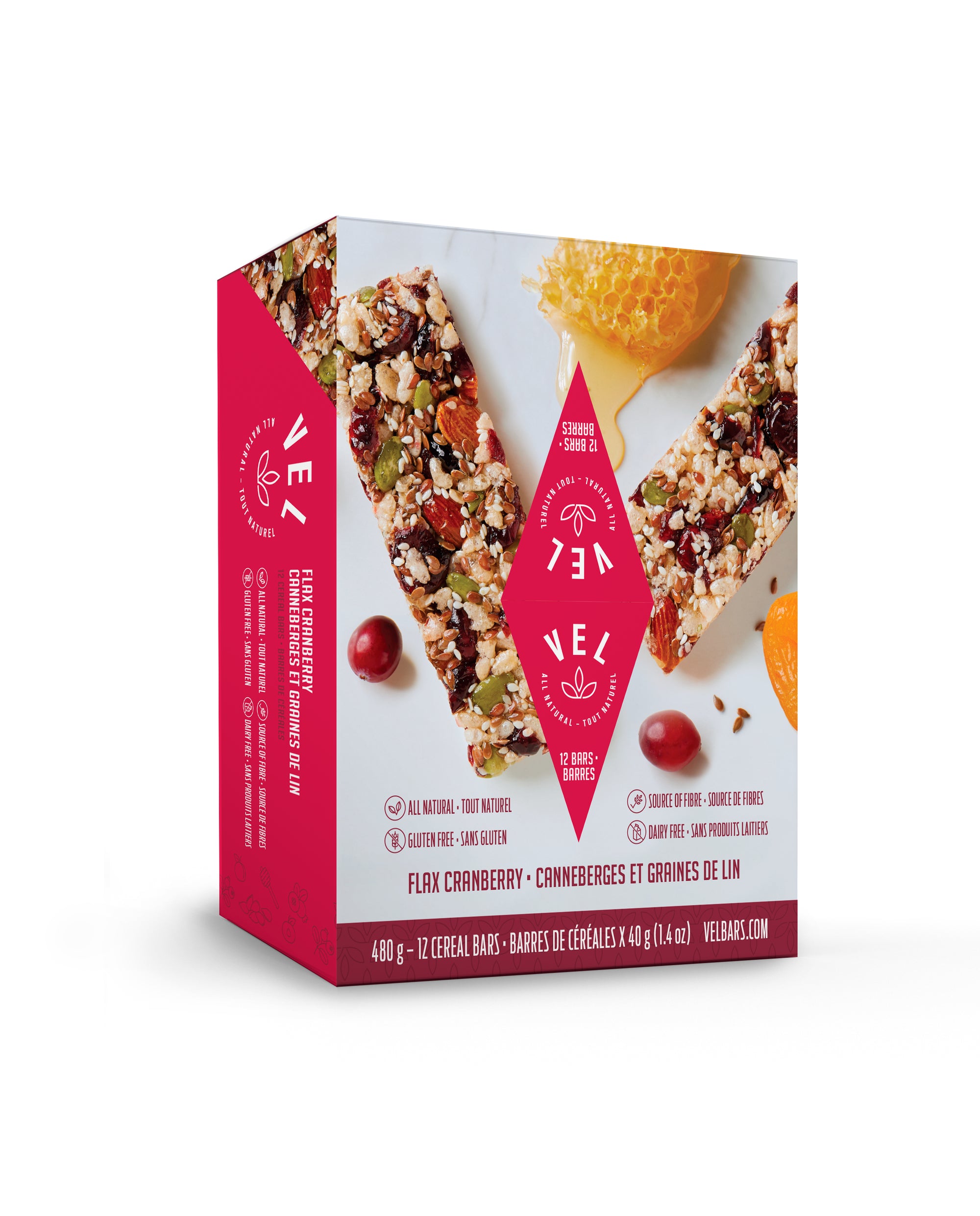 Flax Cranberry 12-pack - Vel Bars